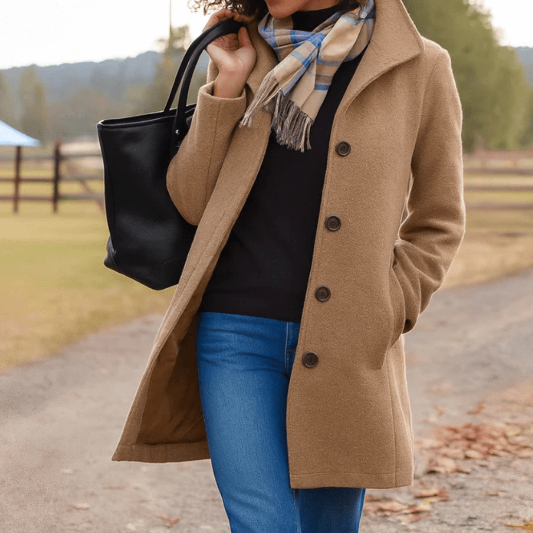 Holly Women's Classic Buttoned Winter Coat
