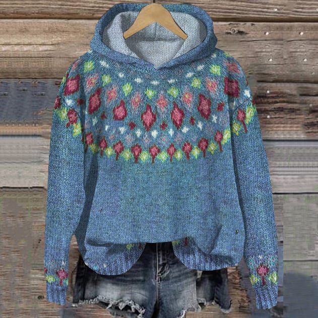 Cadence Women's Patterned Winter Knit Hoodie