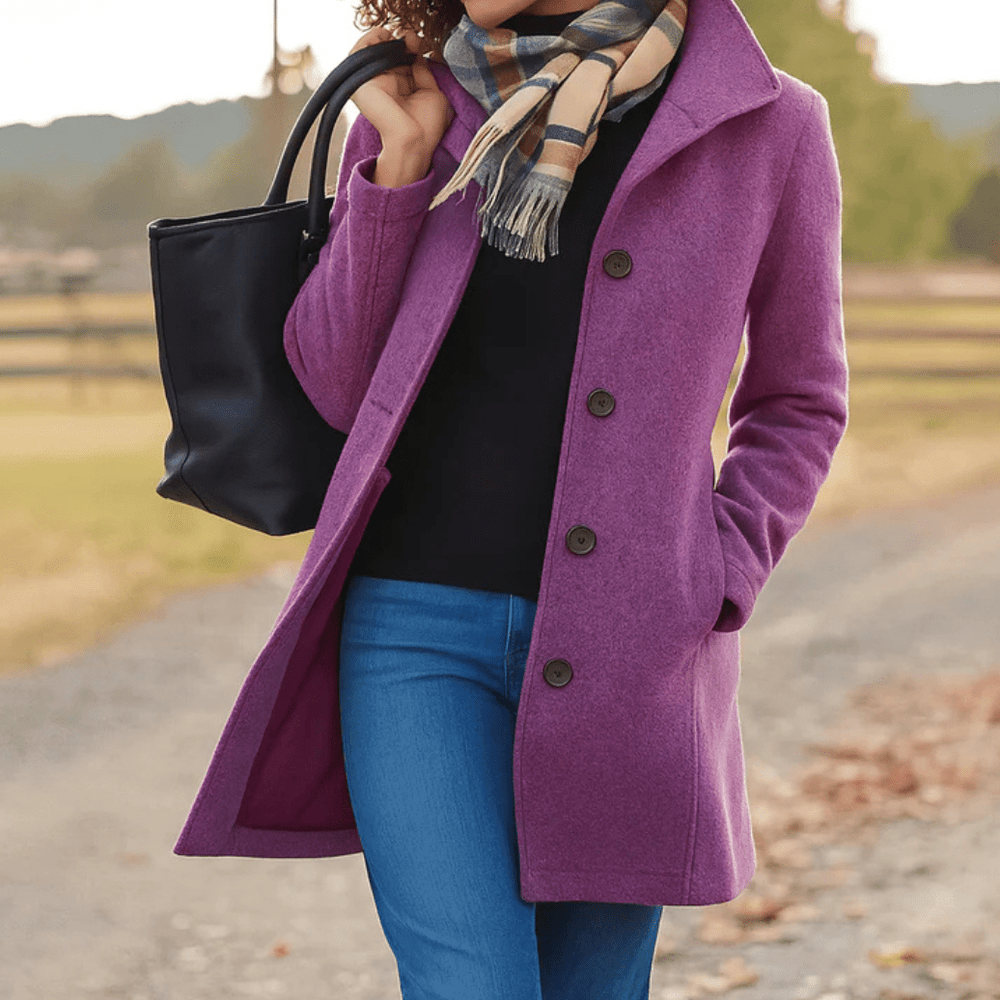 Holly Women's Classic Buttoned Winter Coat