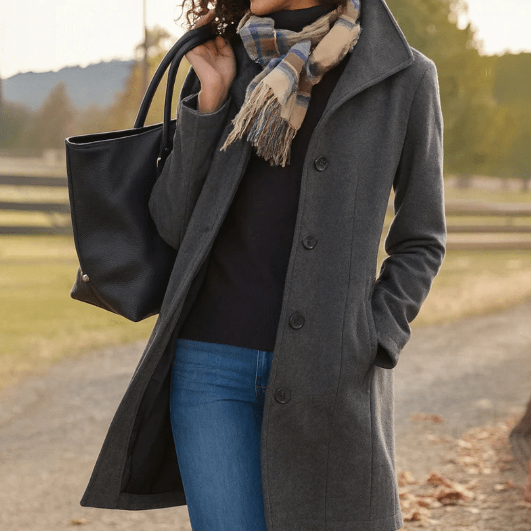 Holly Women's Classic Buttoned Winter Coat