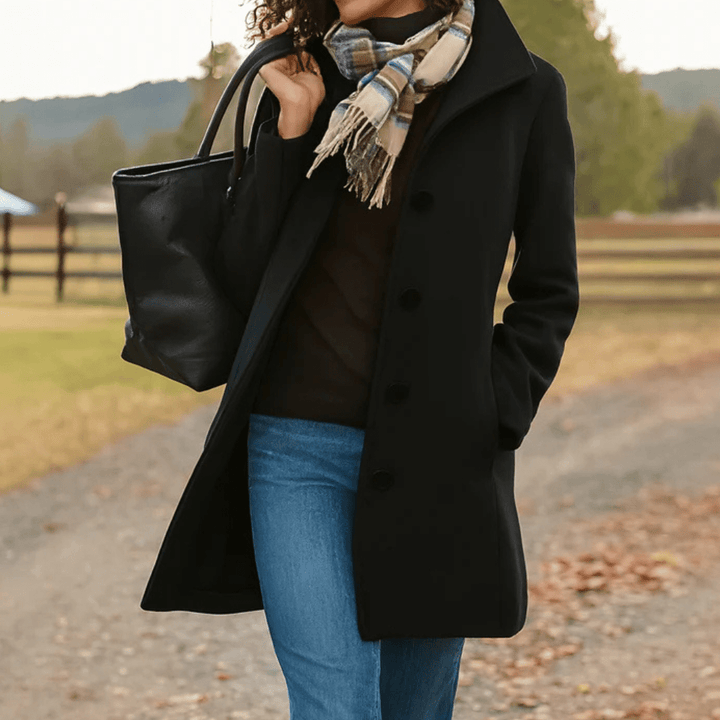 Holly Women's Classic Buttoned Winter Coat