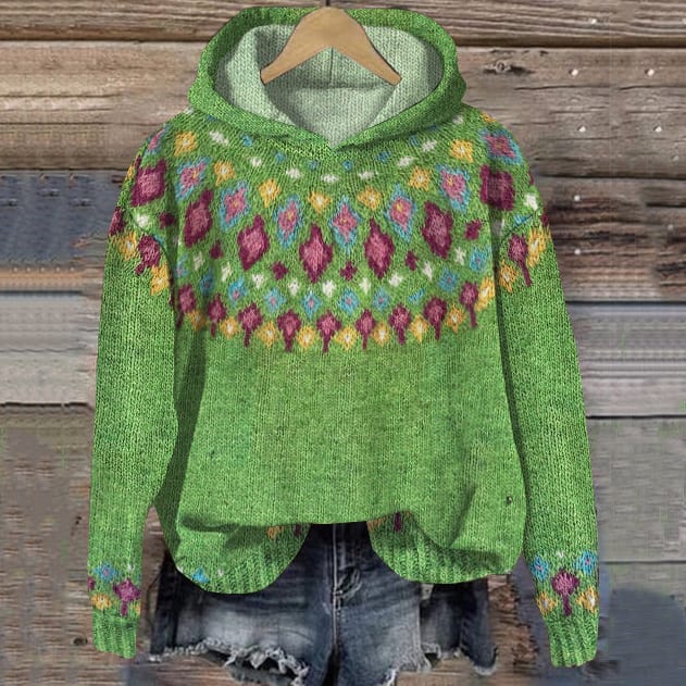 Cadence Women's Patterned Winter Knit Hoodie