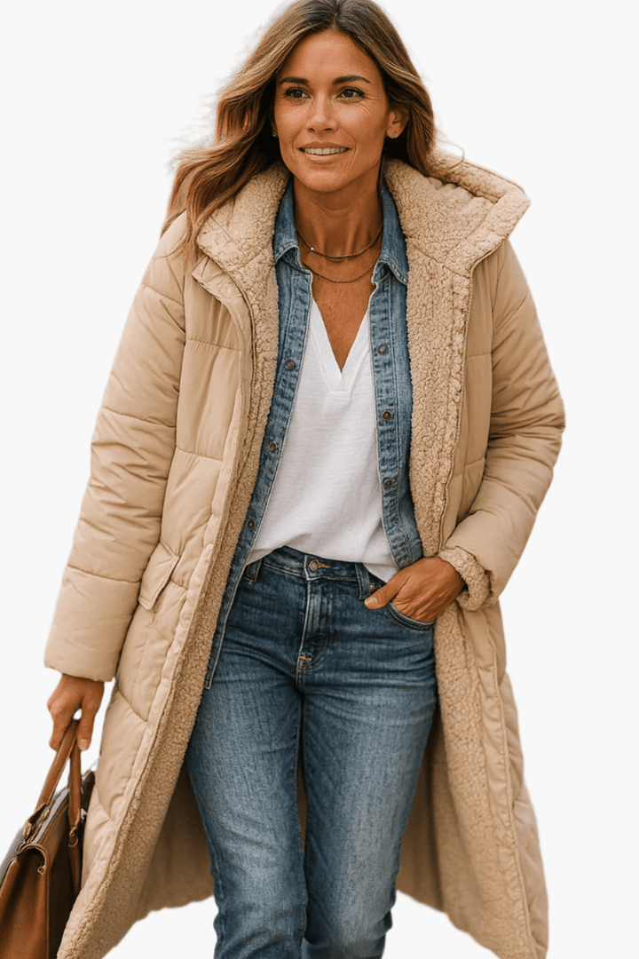 Amelia Women's hooded longline winter puffer jacket
