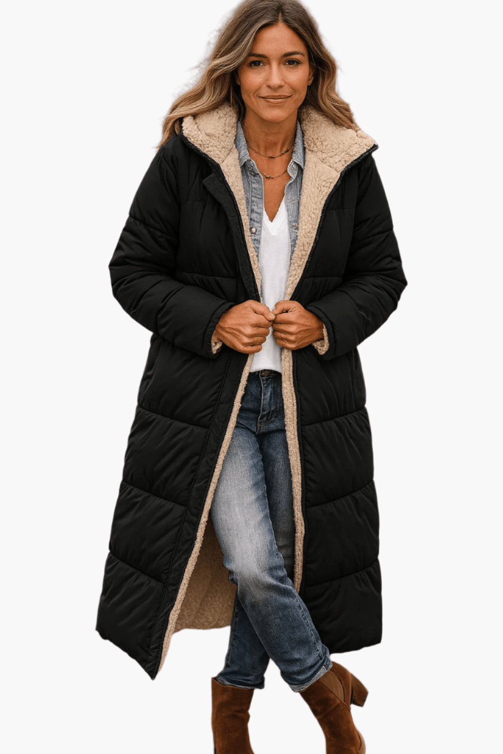 Amelia Women's hooded longline winter puffer jacket