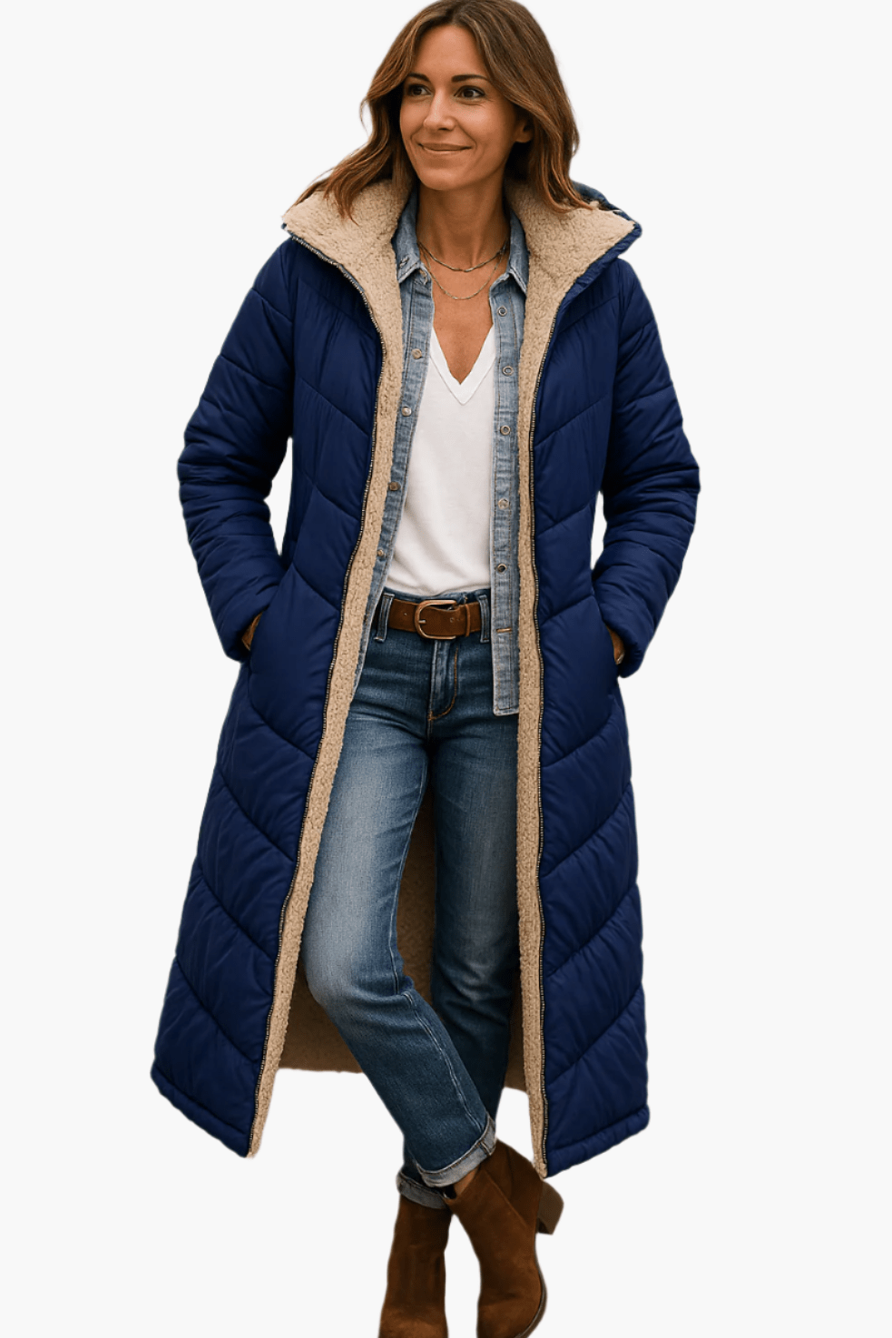 Amelia Women's hooded longline winter puffer jacket