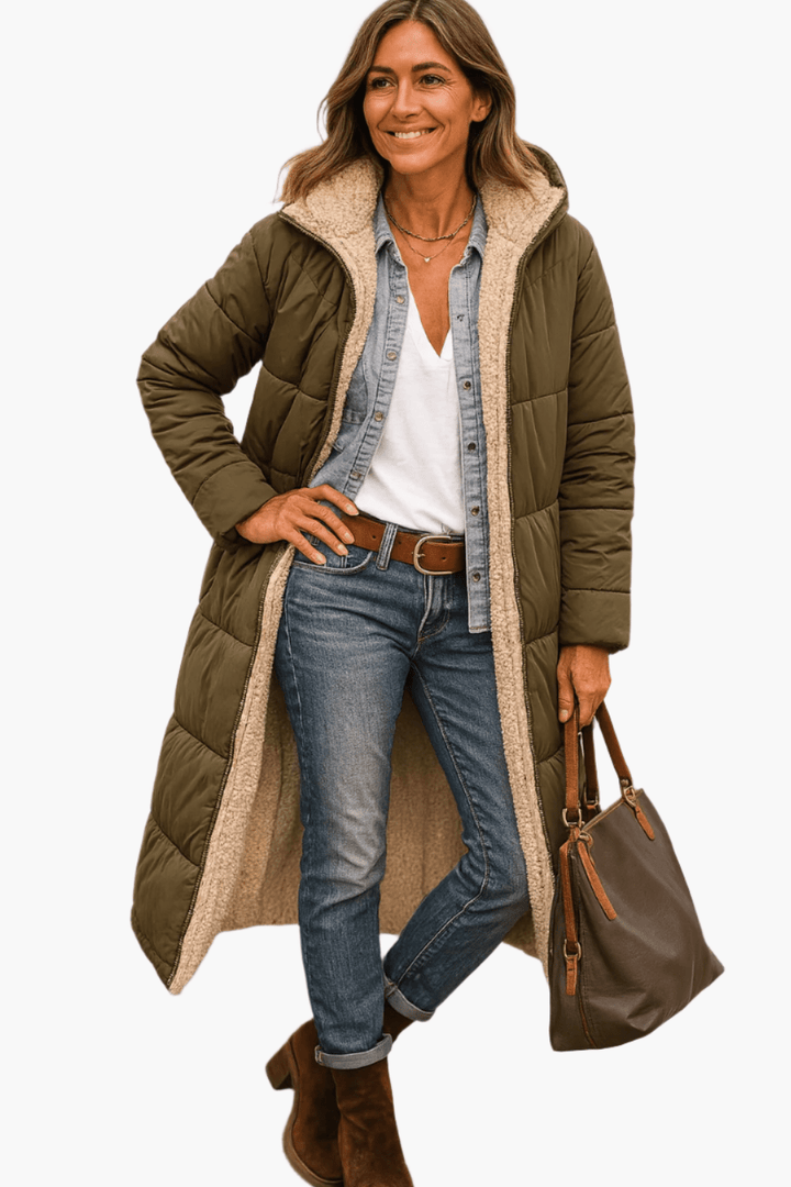 Amelia Women's hooded longline winter puffer jacket