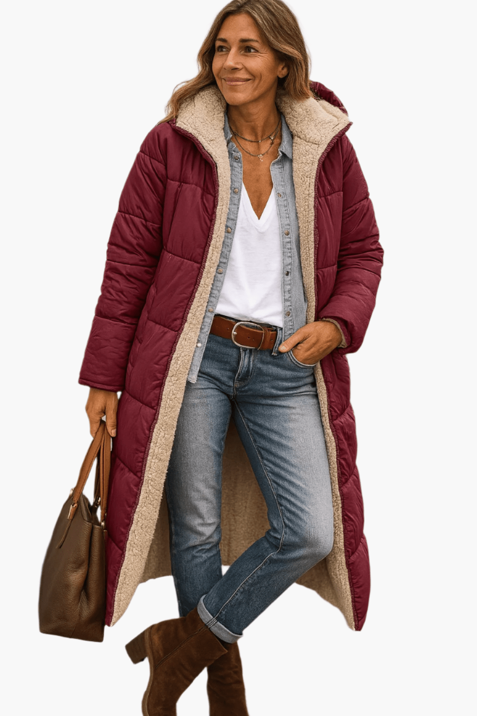 Amelia Women's hooded longline winter puffer jacket