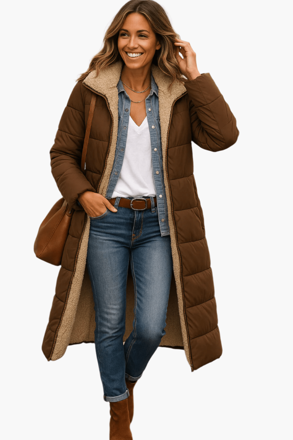 Amelia Women's hooded longline winter puffer jacket