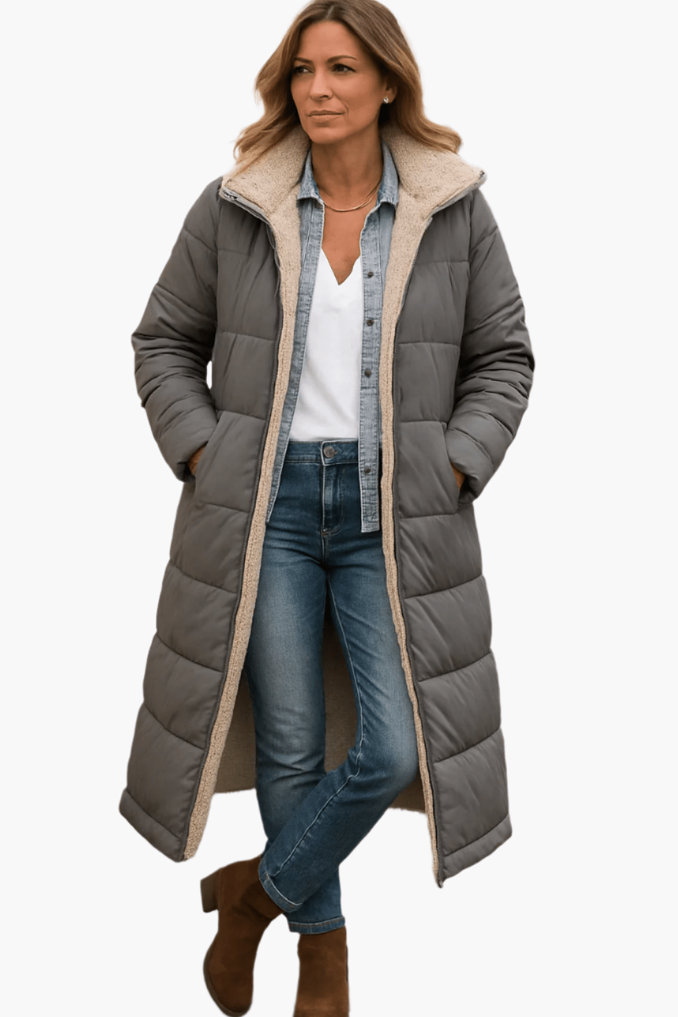 Amelia Women's hooded longline winter puffer jacket