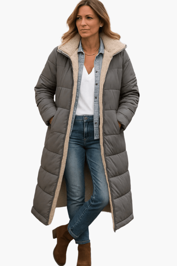 Amelia Women's hooded longline winter puffer jacket