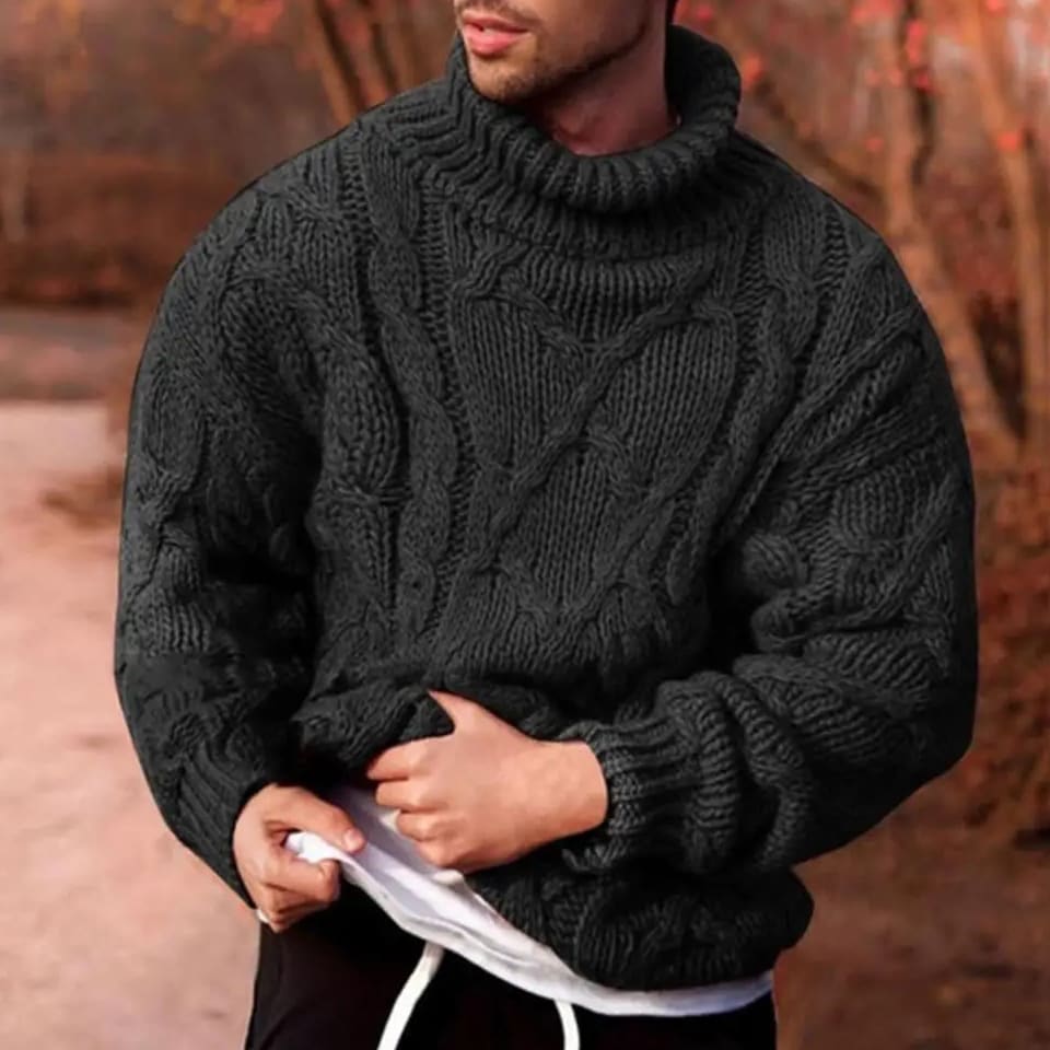 Angus Men's Chunky-Knit Roll-Neck Jumper