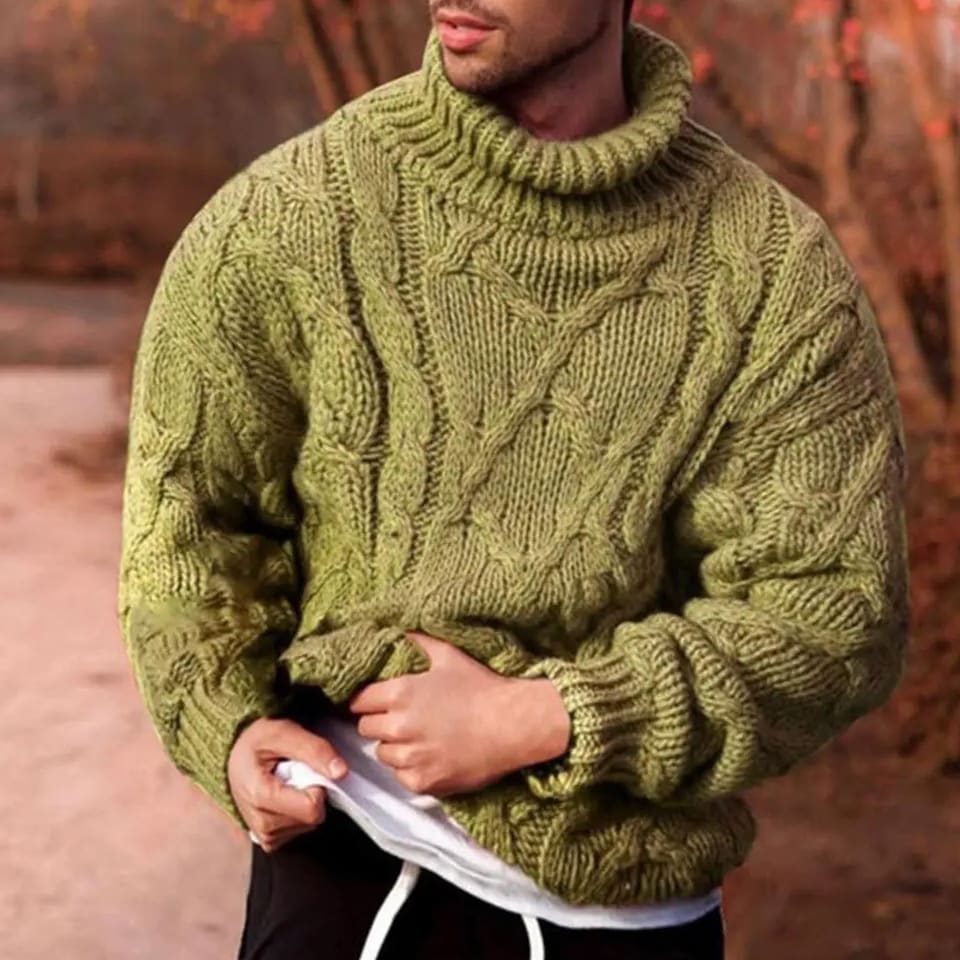 Angus Men's Chunky-Knit Roll-Neck Jumper