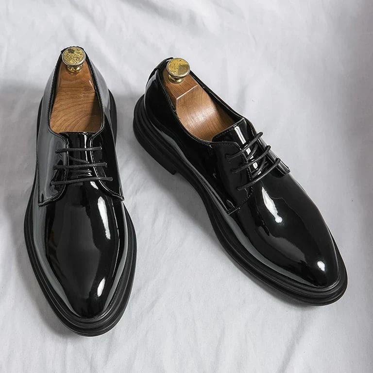 Kendrick Men's Glossy Lace-Up Derby Shoes