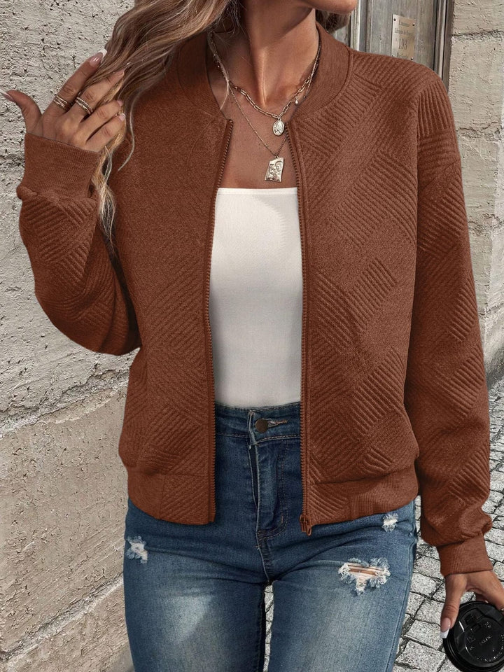 Ivy Women's Textured Zip-Up Cardigan