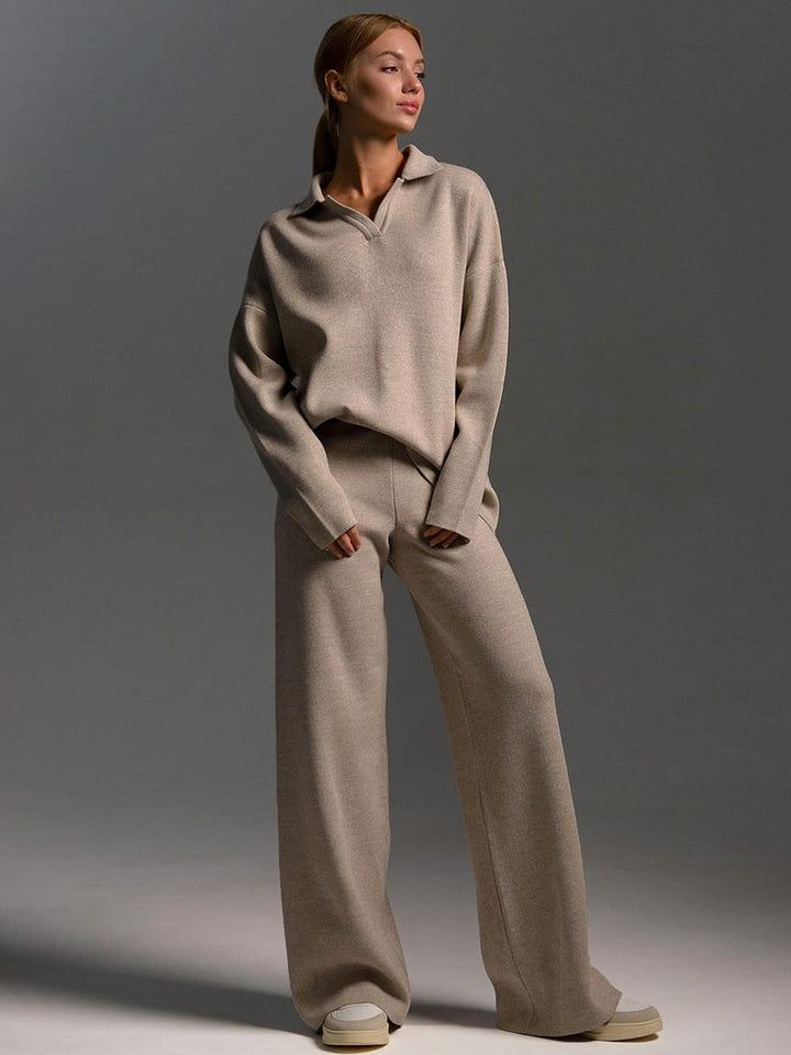 India Women's polo jumper and wide-leg trouser set