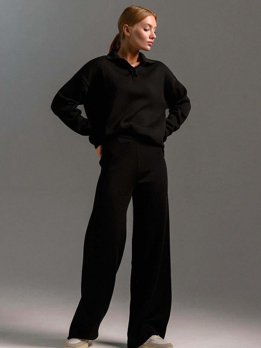 India Women's polo jumper and wide-leg trouser set