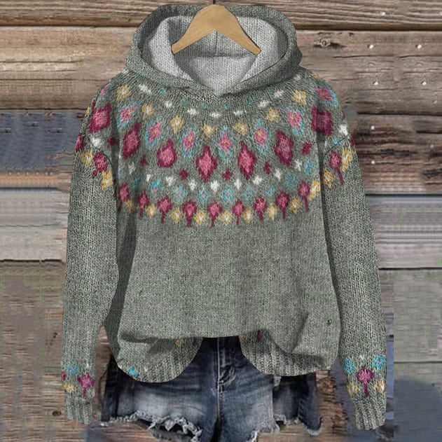 Cadence Women's Patterned Winter Knit Hoodie