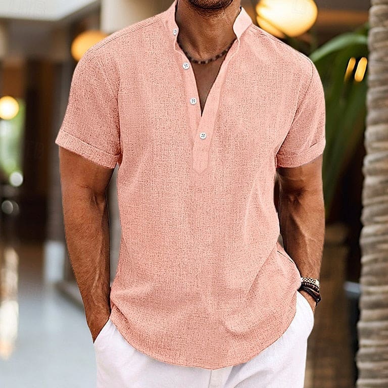 Crawford Men's Short-Sleeve Button Henley Shirt