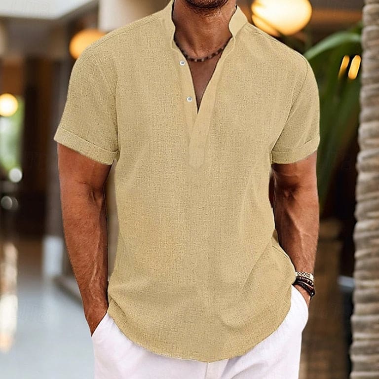 Crawford Men's Short-Sleeve Button Henley Shirt