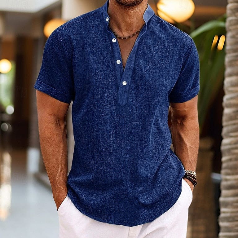 Crawford Men's Short-Sleeve Button Henley Shirt