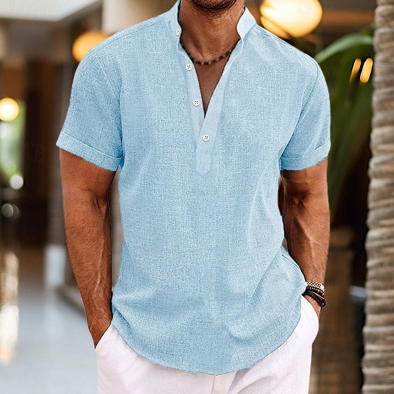 Crawford Men's Short-Sleeve Button Henley Shirt