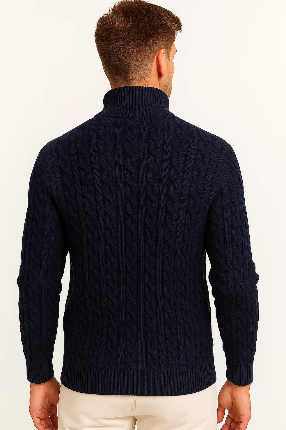 Hendrix Men's Cable Knit Zip-Collar Jumper