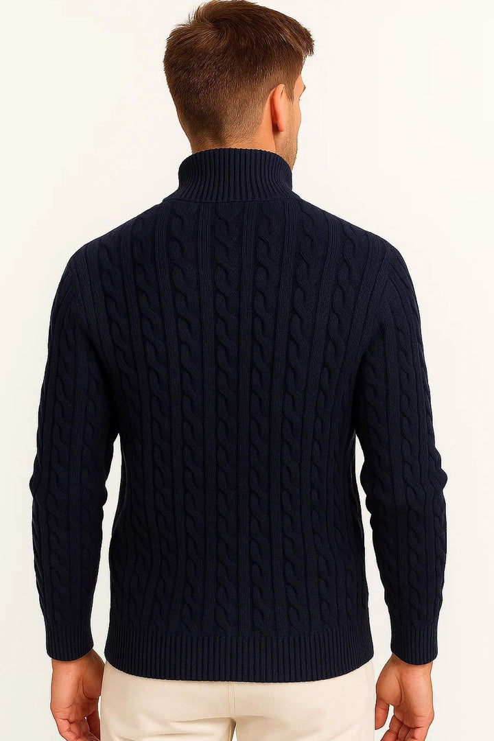 Hendrix Men's Cable Knit Zip-Collar Jumper