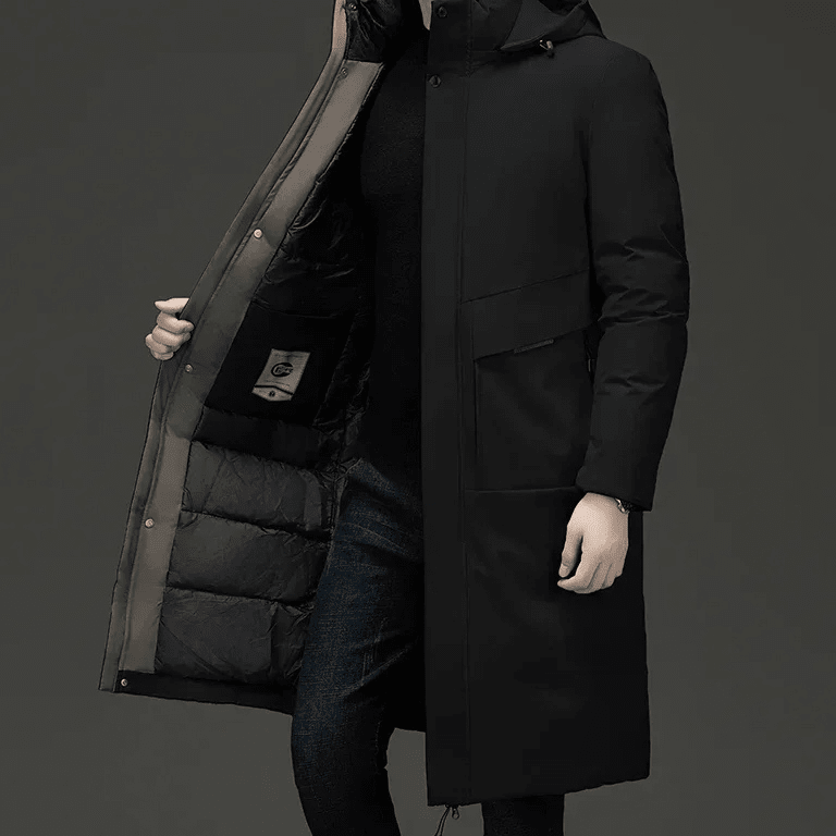 Abel Men's Long Hooded Quilted Winter Coat
