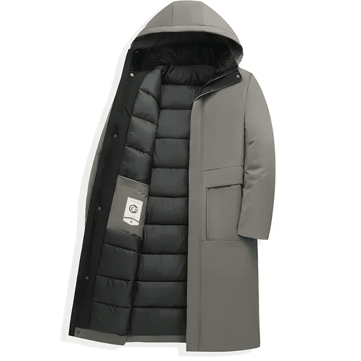Abel Men's Long Hooded Quilted Winter Coat