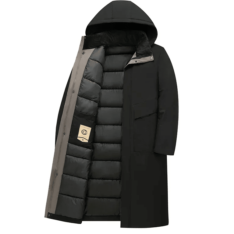 Abel Men's Long Hooded Quilted Winter Coat