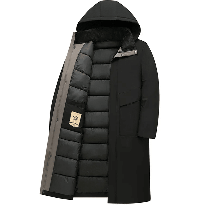 Abel Men's Long Hooded Quilted Winter Coat