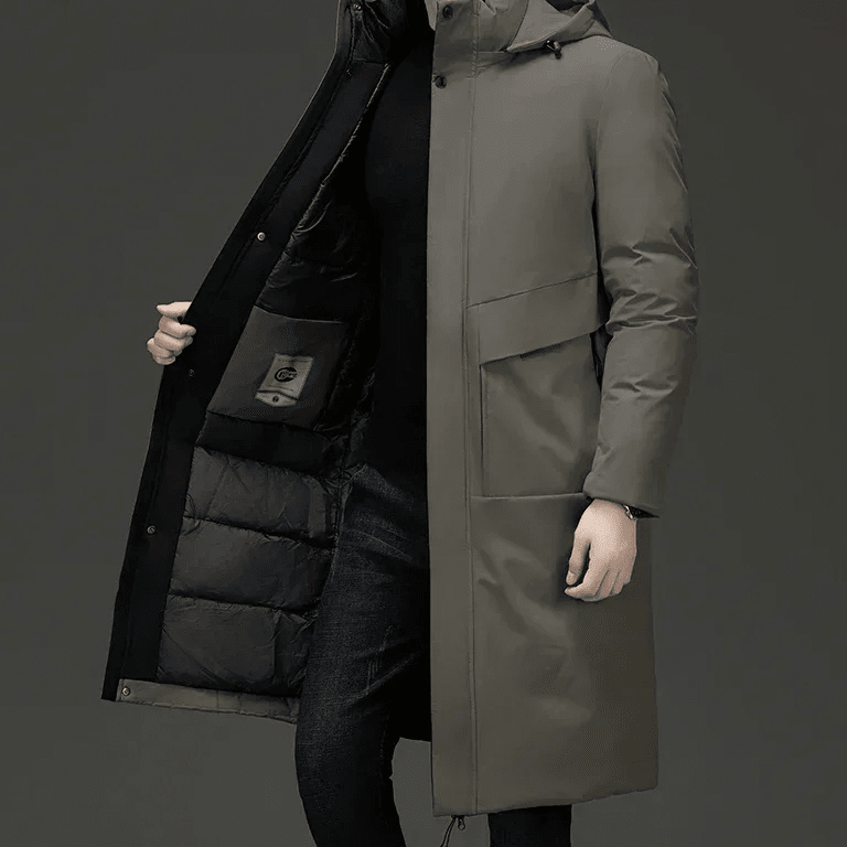 Abel Men's Long Hooded Quilted Winter Coat