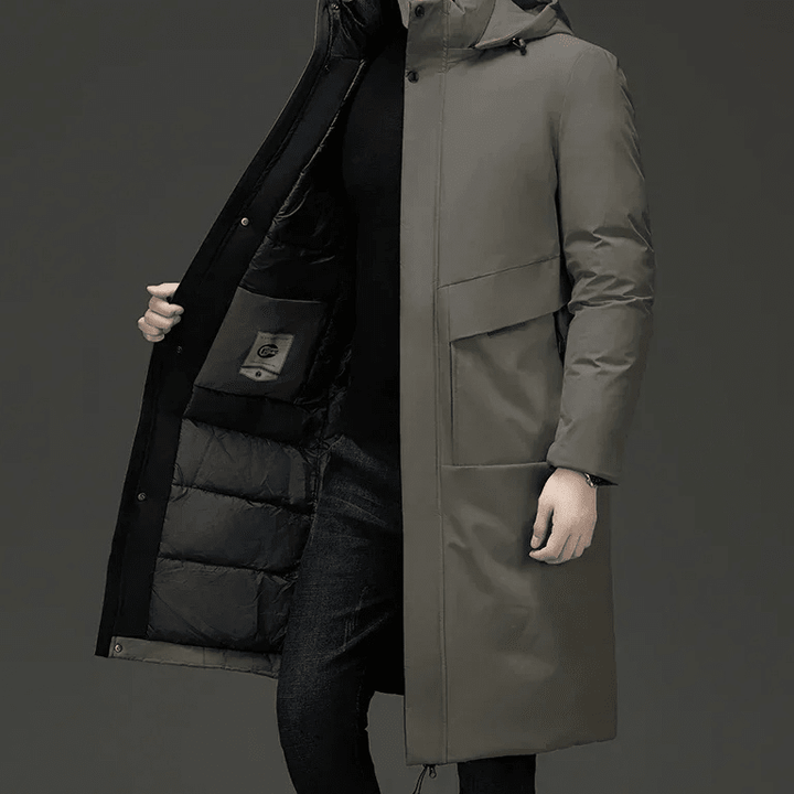 Abel Men's Long Hooded Quilted Winter Coat