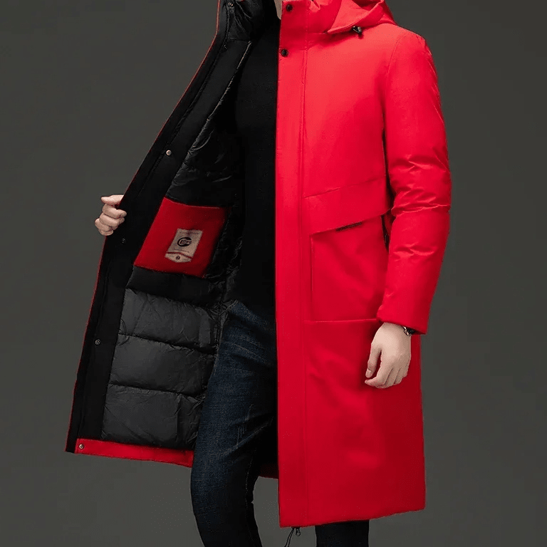 Abel Men's Long Hooded Quilted Winter Coat