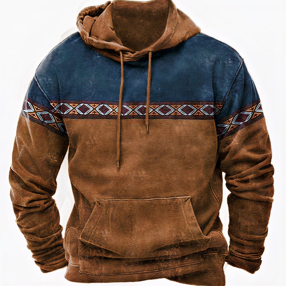 Gabriel Men's Winter Hoodie with Tribal Pattern Detail