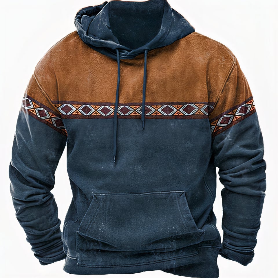 Gabriel Men's Winter Hoodie with Tribal Pattern Detail