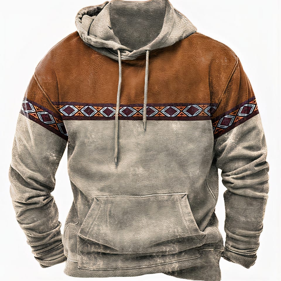 Gabriel Men's Winter Hoodie with Tribal Pattern Detail
