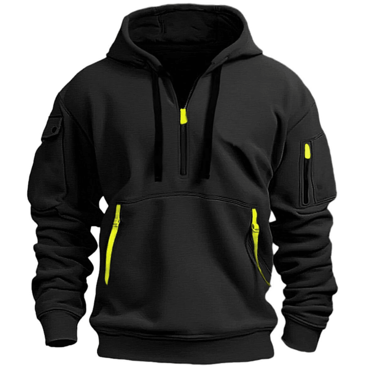 Duncan Men's Casual Zip Pocket Hoodie with Fleece Hood