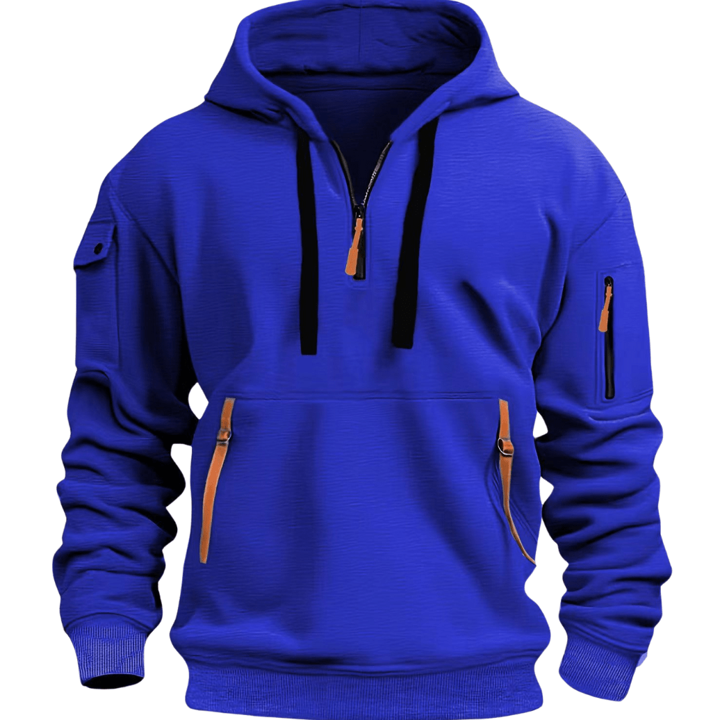 Duncan Men's Casual Zip Pocket Hoodie with Fleece Hood