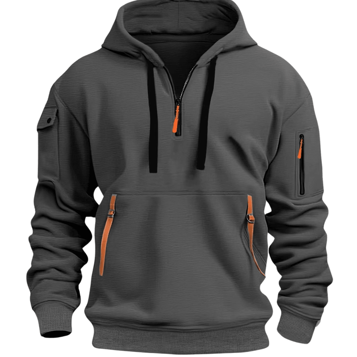 Duncan Men's Casual Zip Pocket Hoodie with Fleece Hood