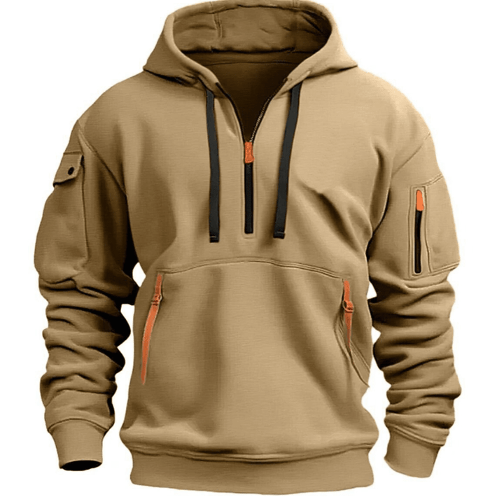 Duncan Men's Casual Zip Pocket Hoodie with Fleece Hood