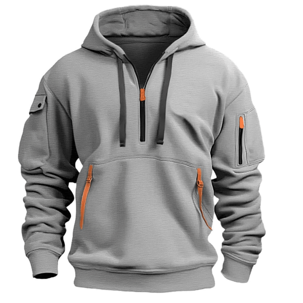 Duncan Men's Casual Zip Pocket Hoodie with Fleece Hood