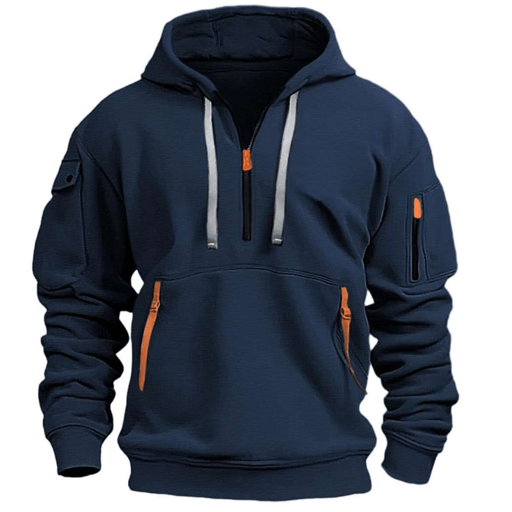 Duncan Men's Casual Zip Pocket Hoodie with Fleece Hood