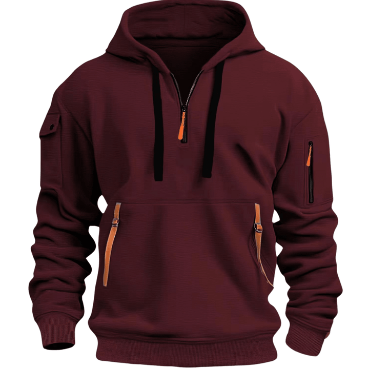Duncan Men's Casual Zip Pocket Hoodie with Fleece Hood