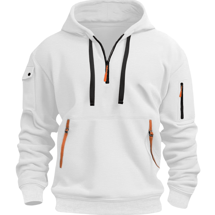 Duncan Men's Casual Zip Pocket Hoodie with Fleece Hood