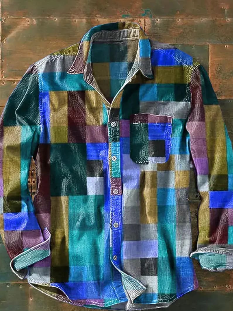 Dexter Men's Patchwork Long-Sleeve Shirt