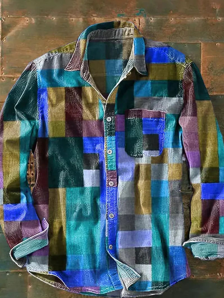 Dexter Men's Patchwork Long-Sleeve Shirt