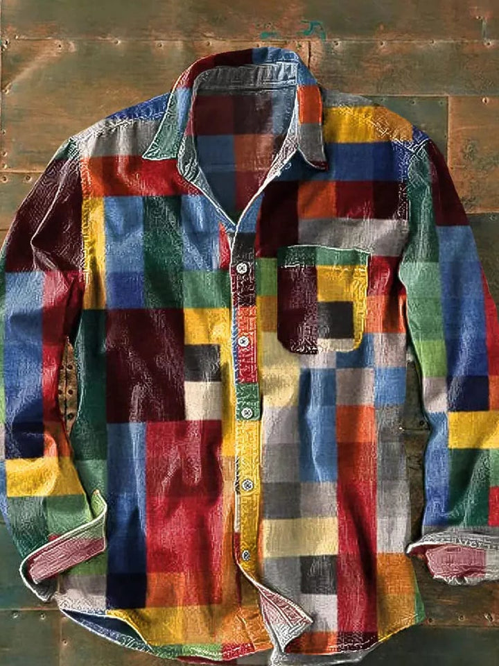 Dexter Men's Patchwork Long-Sleeve Shirt
