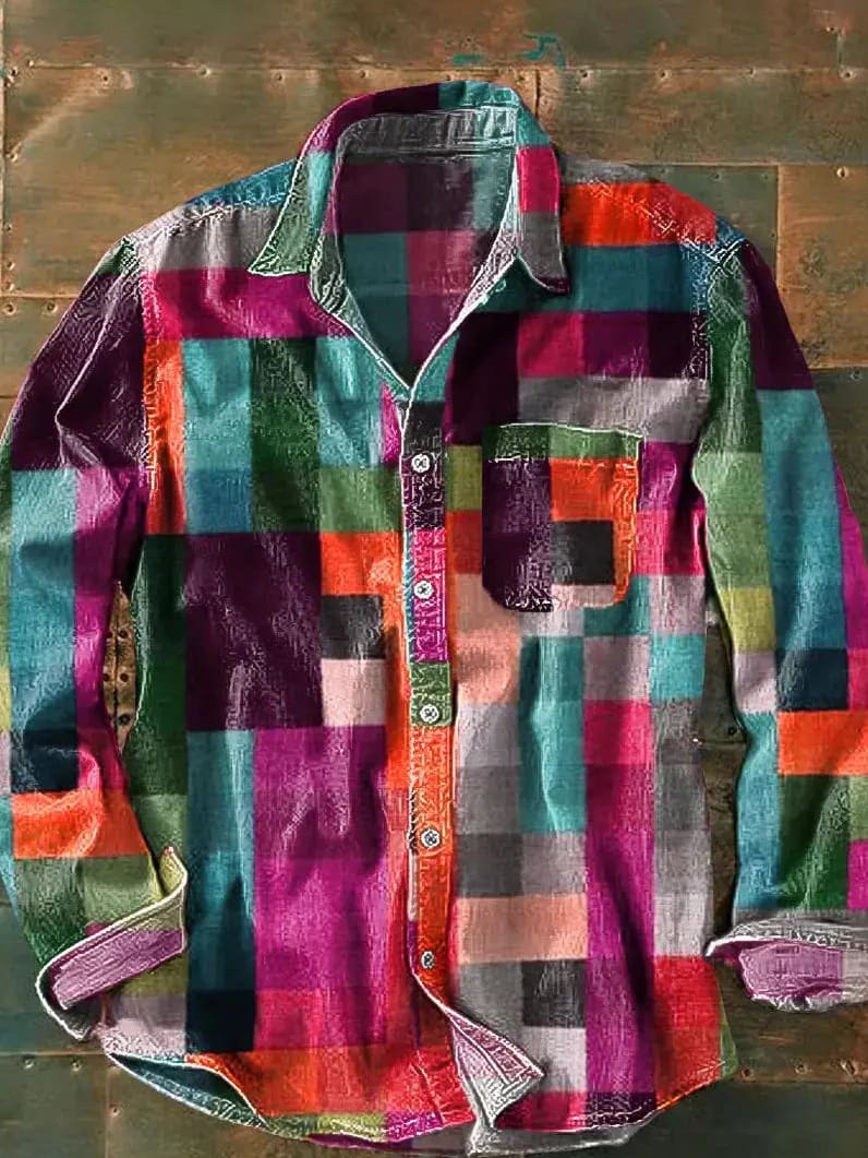 Dexter Men's Patchwork Long-Sleeve Shirt