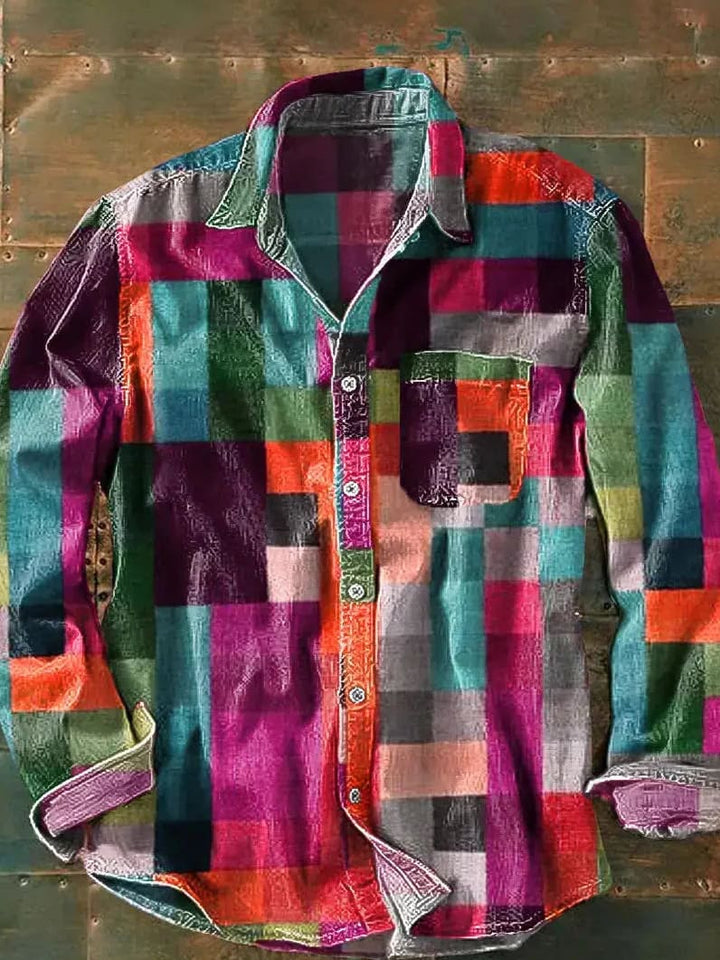 Dexter Men's Patchwork Long-Sleeve Shirt